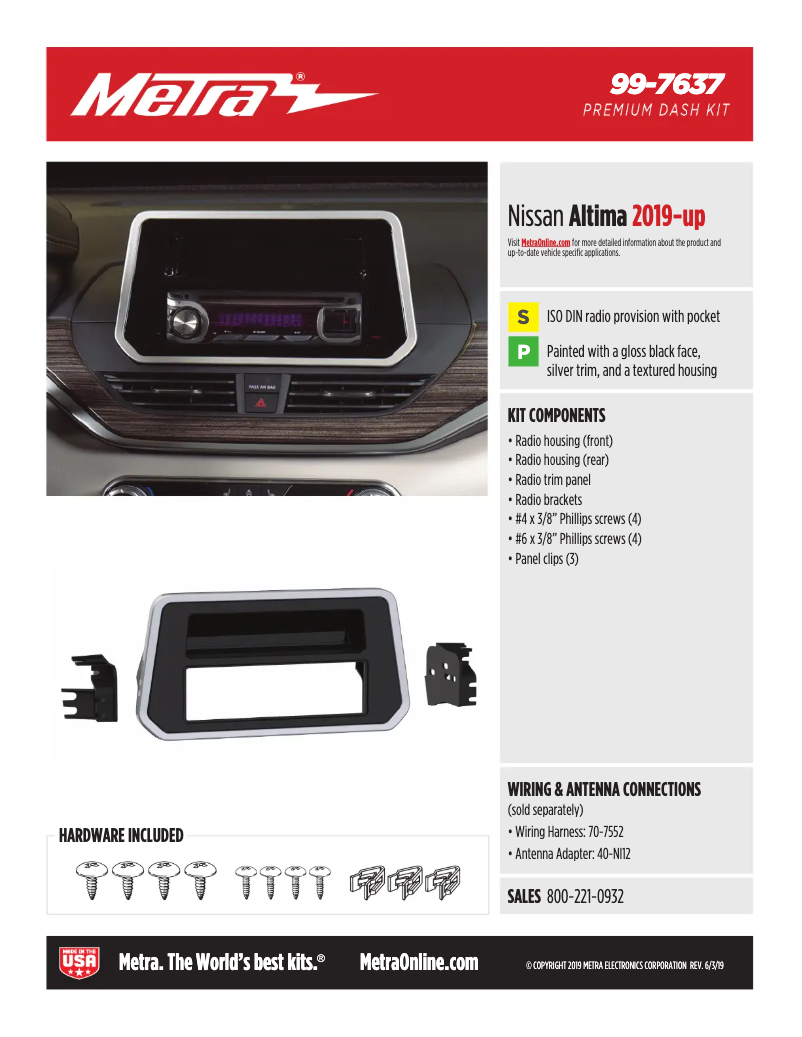 Página 1 del manual Ficha técnica Metra 99-7637