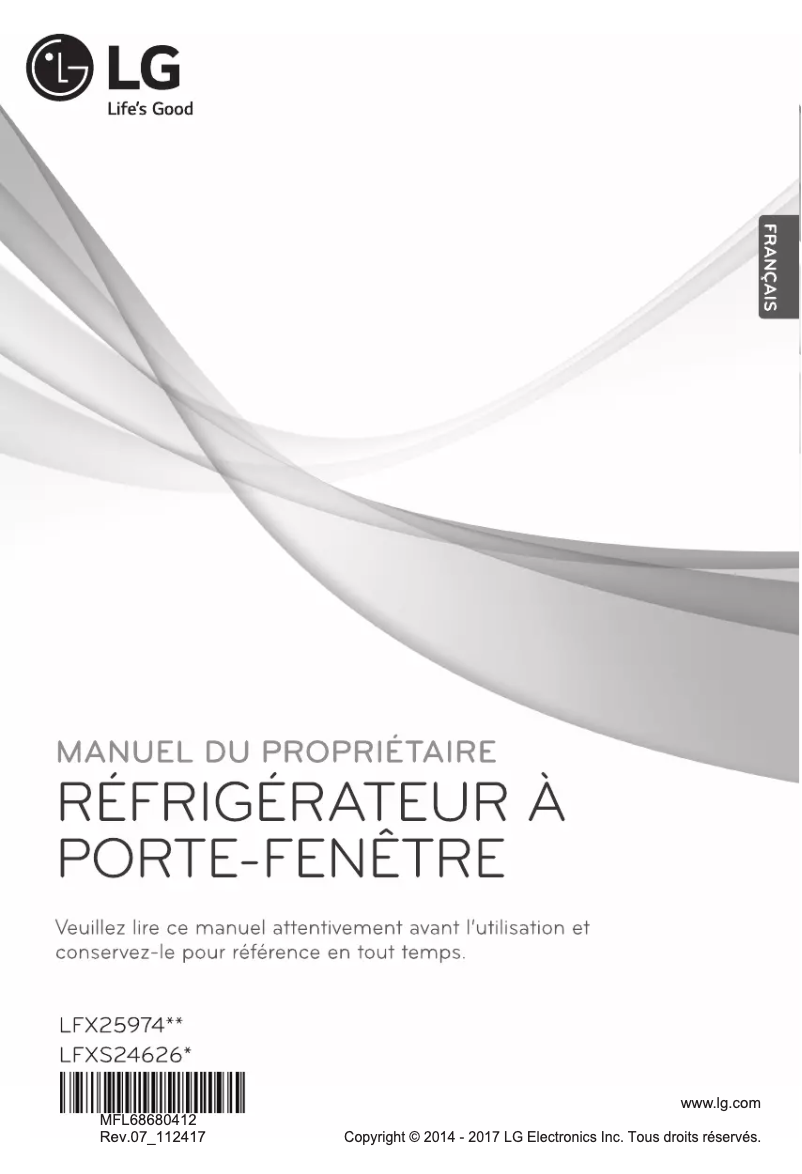 Page 1 de la notice Manuel utilisateur LG LFX25974ST