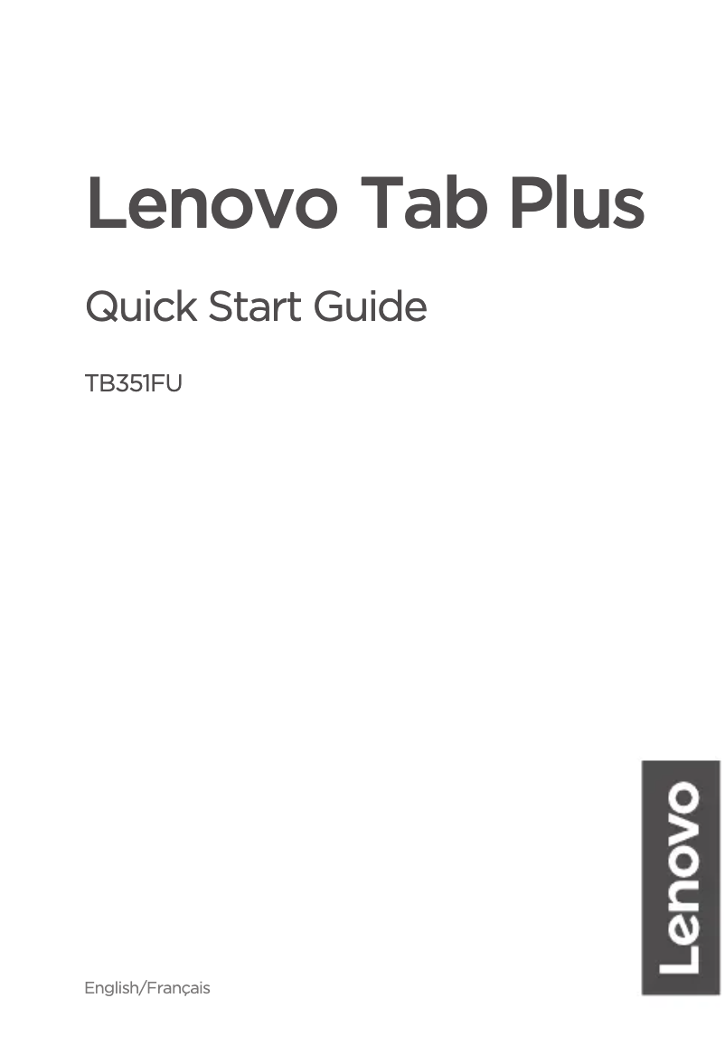 Page 1 de la notice Guide de démarrage rapide Lenovo Tab Plus