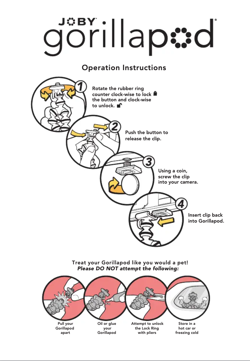 Page 1 de la notice Manuel utilisateur Joby GorillaPod 1K Kit