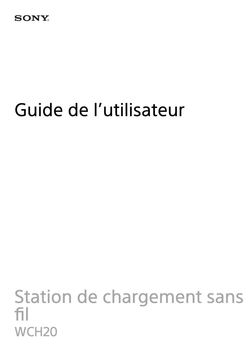 Page 1 de la notice Manuel utilisateur Sony WCH20