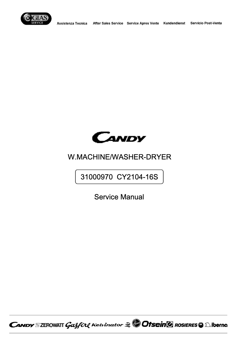 Page n°1 - Manuel utilisateur Candy CY2 104-16S