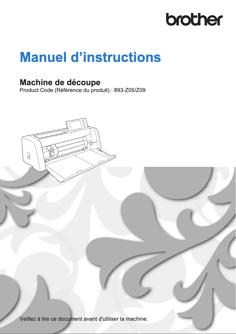 Image de la première page du manuel de l'appareil ScanNCut SDX900