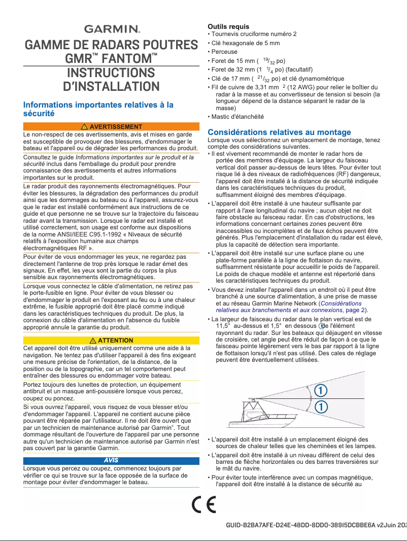 Page 1 de la notice Guide d'installation Garmin GMR Fantom 124