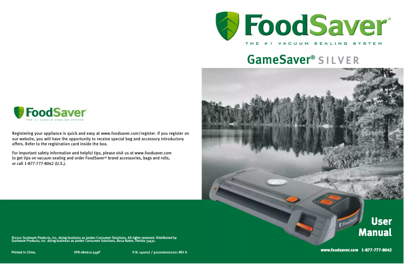 Página 1 del manual Manual de usuario FoodSaver GameSaver Silver