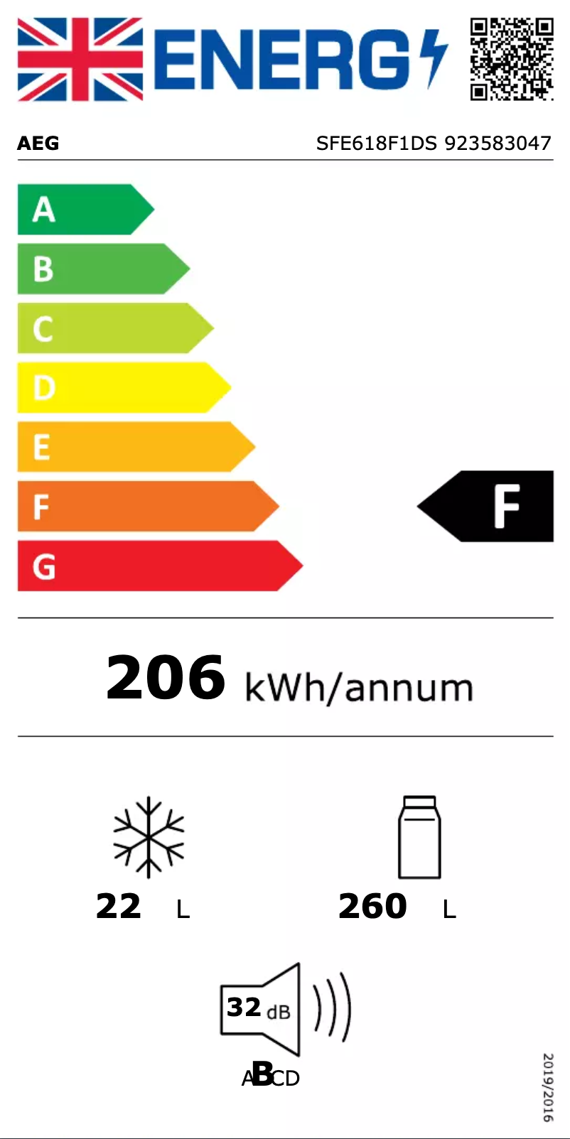 Page n°1 - Label énergétique AEG SFE618F1DS