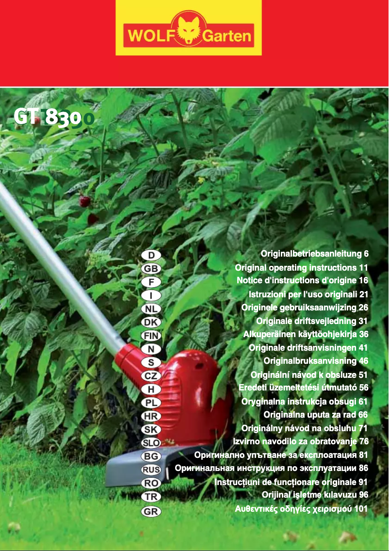 Page n°1 - Manuel utilisateur Wolf Garten GTE 830