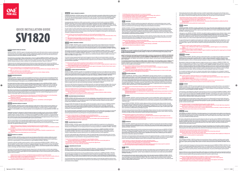 Page 1 de la notice Manuel utilisateur One for all SV 1820