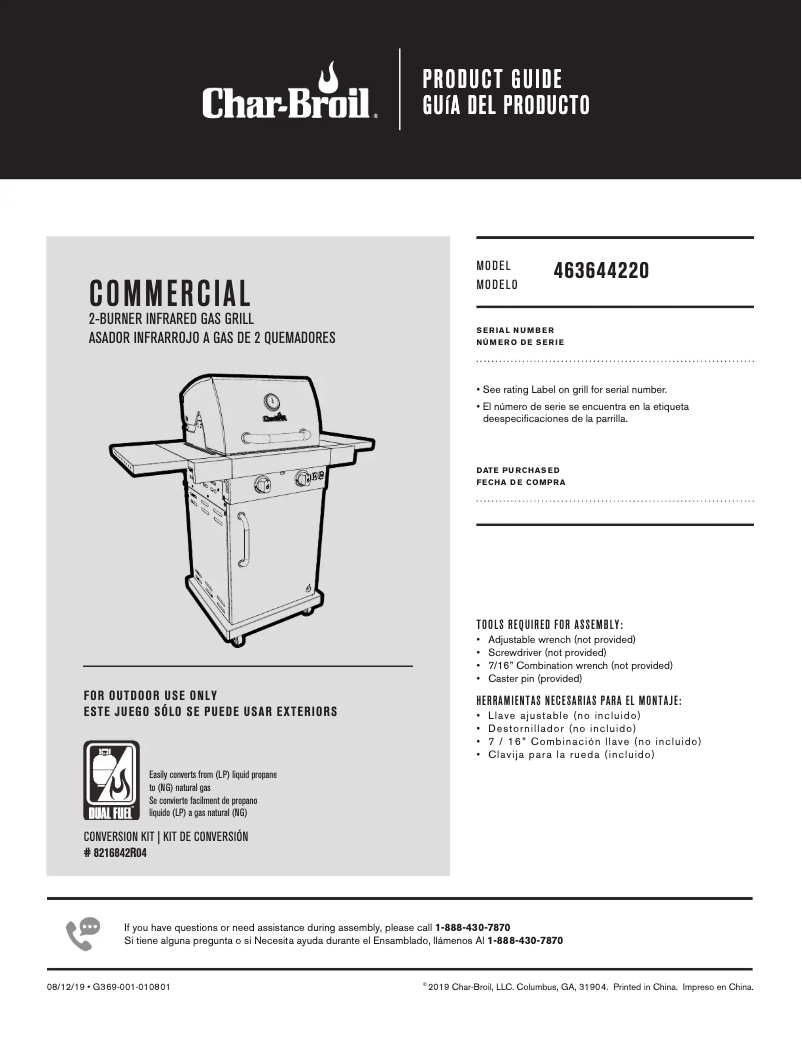 Page 1 de la notice Manuel utilisateur Char-Broil Commercial Amplifire 463644220
