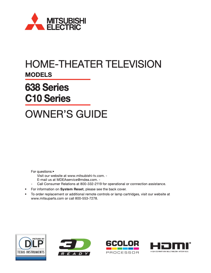 Page n°1 - Manuel utilisateur Mitsubishi WD-65638