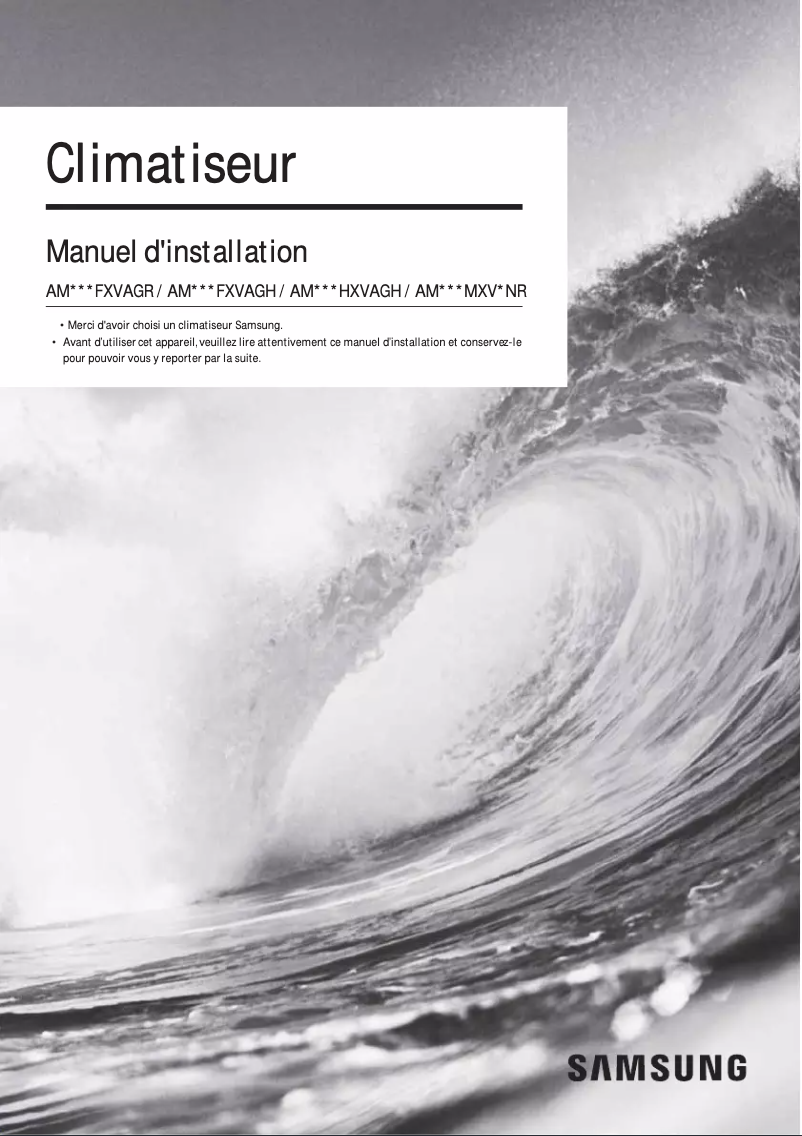 Page 1 de la notice Guide d'installation Samsung AM080FXVAGR