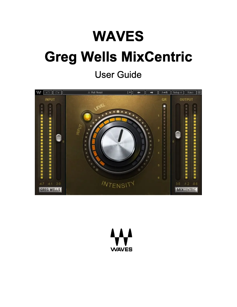 Page n°1 - Manuel utilisateur Waves Greg Wells MixCentric