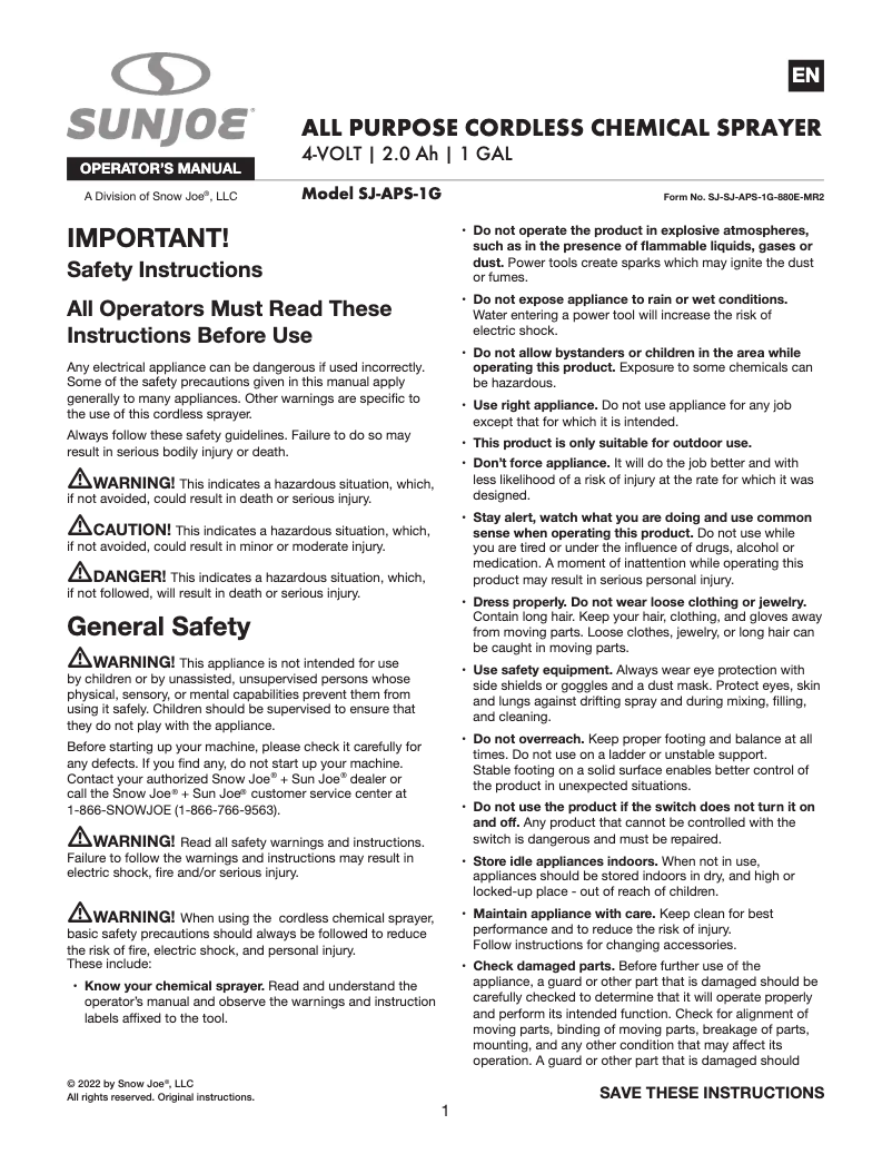 Image de la première page du manuel de l'appareil SJ-APS-1G