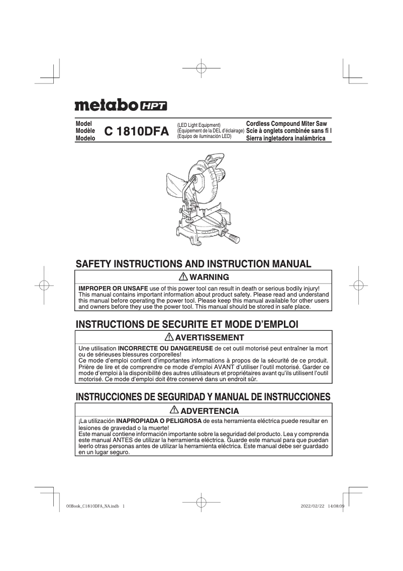 Image de la première page du manuel de l'appareil C 1810DFA