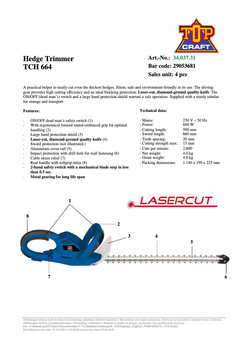 Página 1 del manual Manual de usuario Topcraft TCH 664