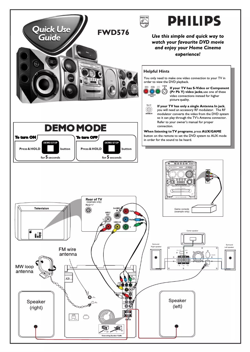 Page n°1 - Guide de démarrage rapide Philips FWD576