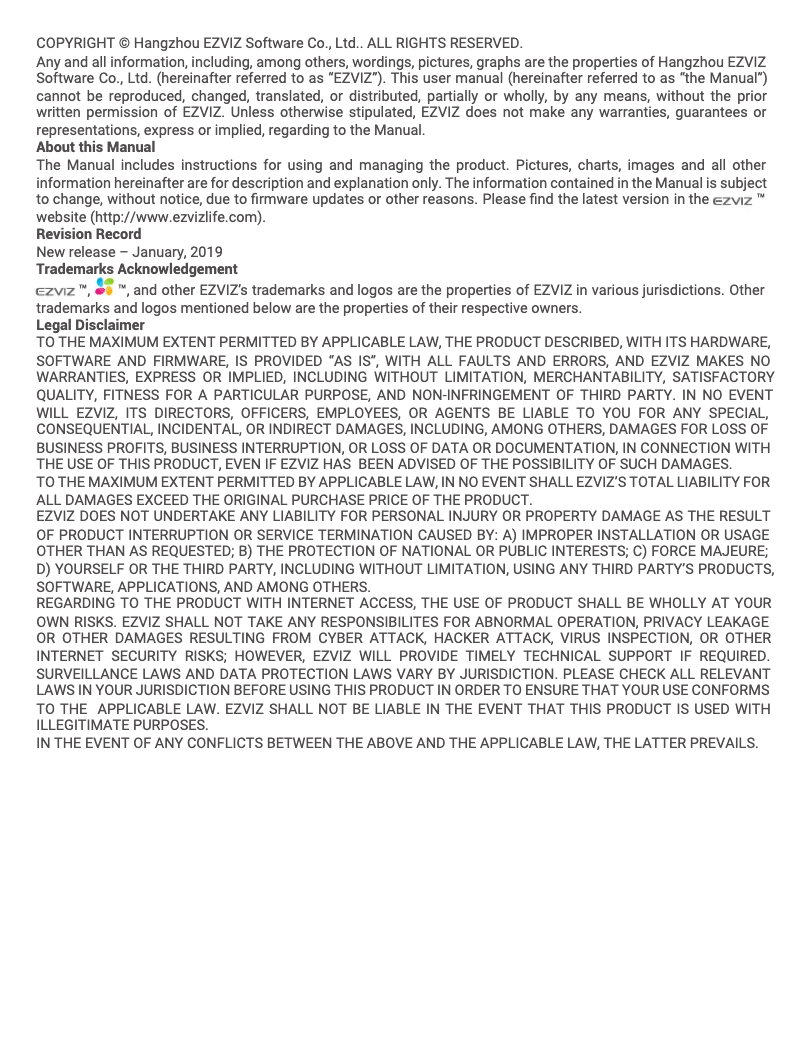 Page 1 de la notice Manuel utilisateur EZVIZ EB350A