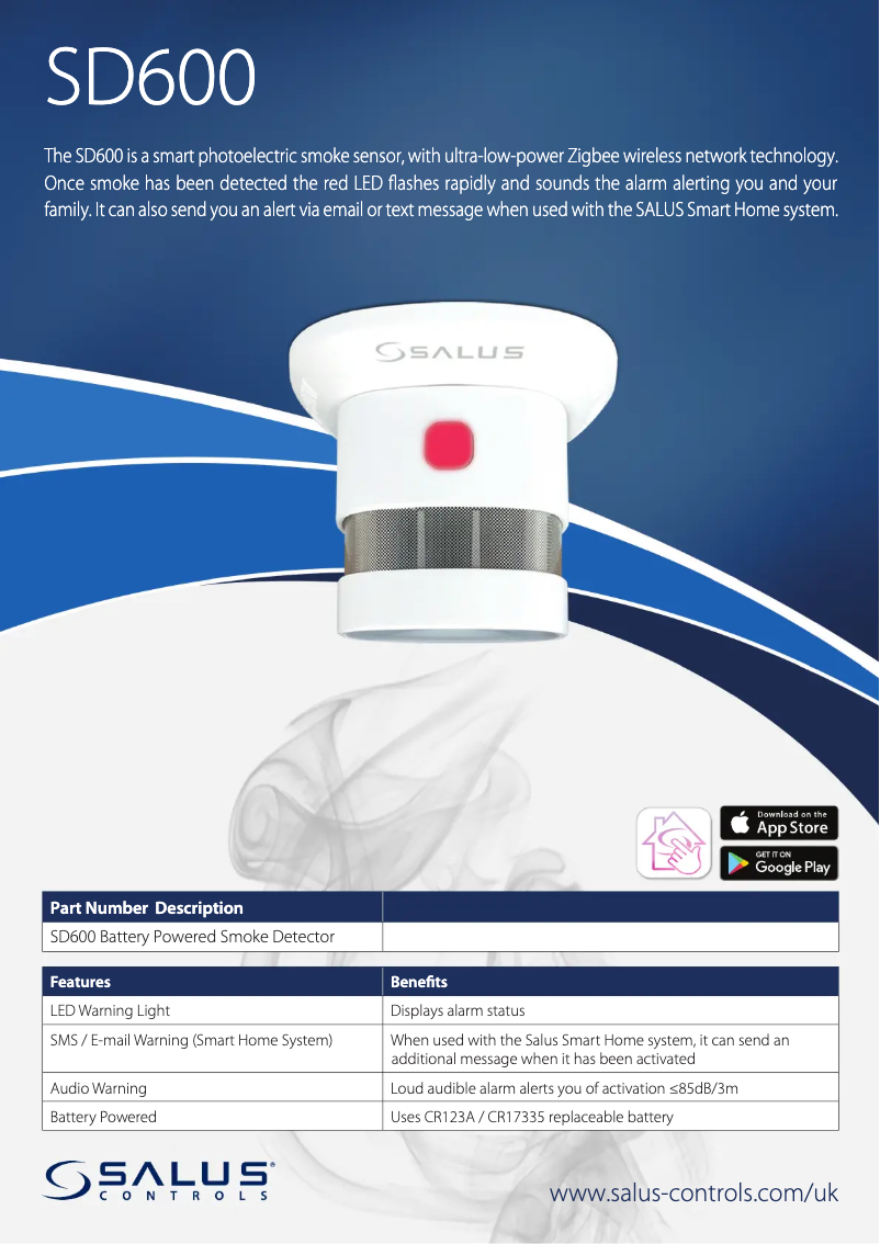 Page 1 de la notice Fiche technique Salus SD600