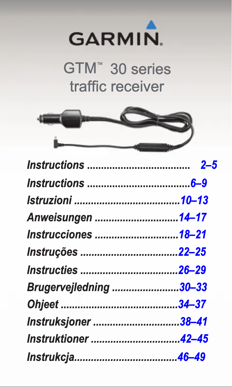 Page 1 de la notice Manuel utilisateur Garmin GTM 36