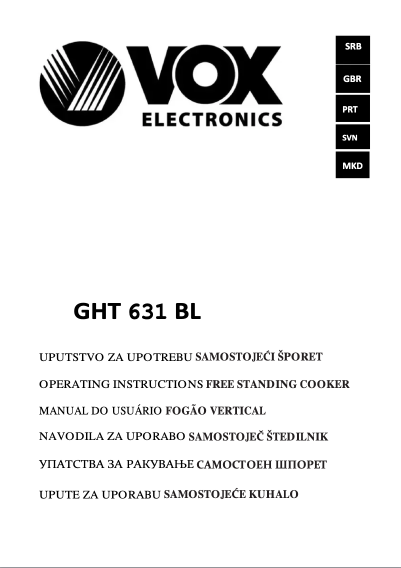 Página 1 del manual Manual de usuario VOX GHT631BL