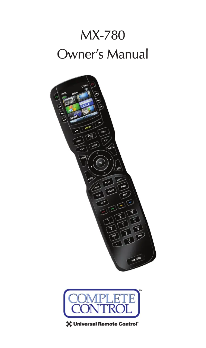 Page n°1 - Manuel utilisateur Universal Remote Control MX-780