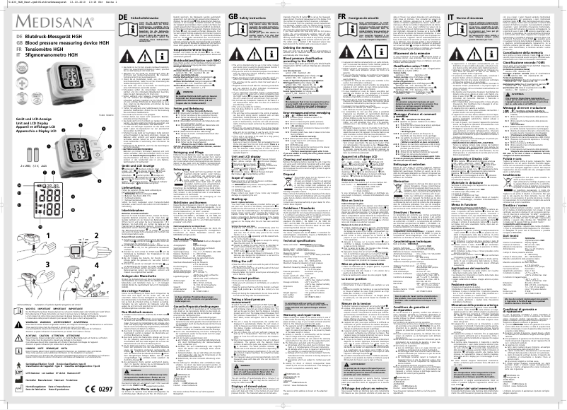 Page 1 de la notice Manuel utilisateur Medisana HGH 51430