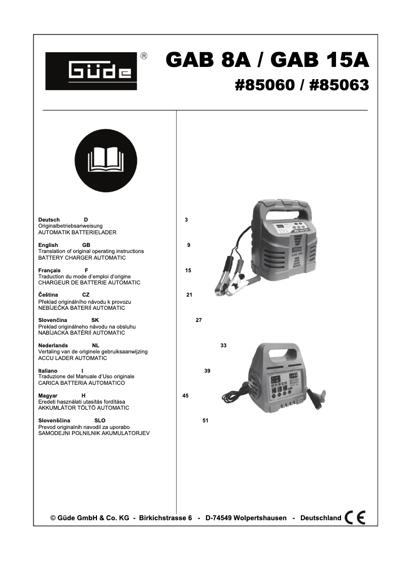 Image de la première page du manuel de l'appareil GAB 8A