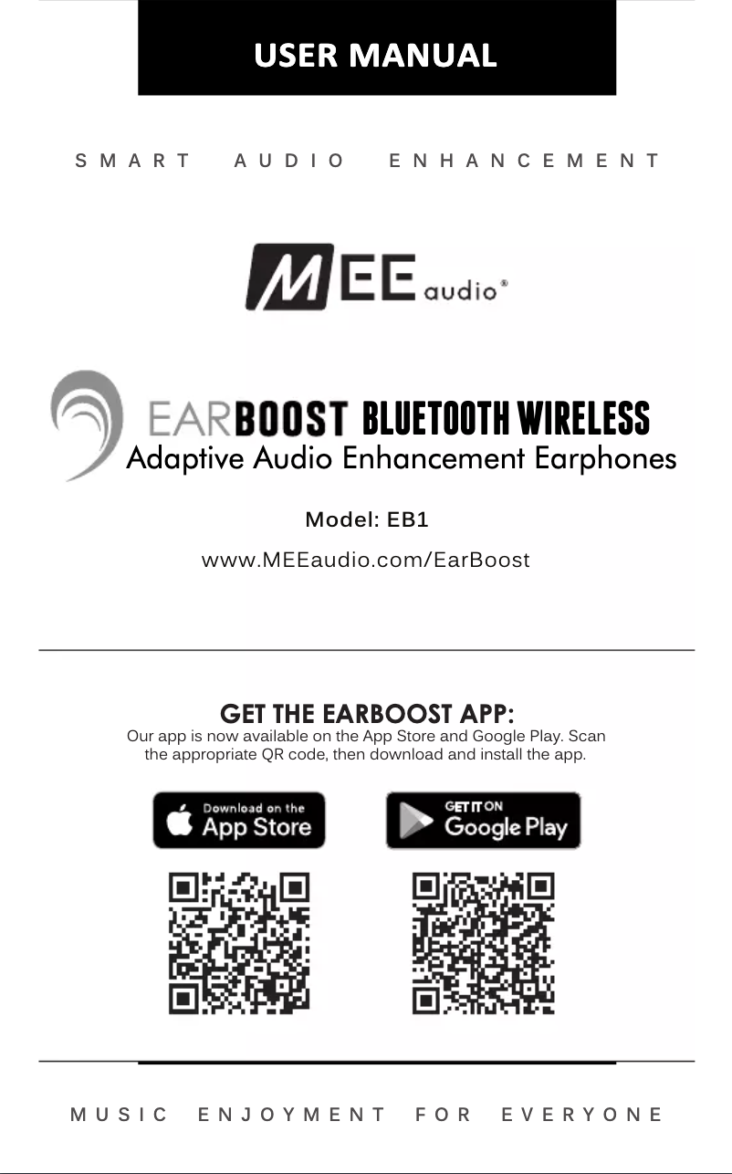 Page 1 de la notice Manuel utilisateur MEE audio EarBoost EB1