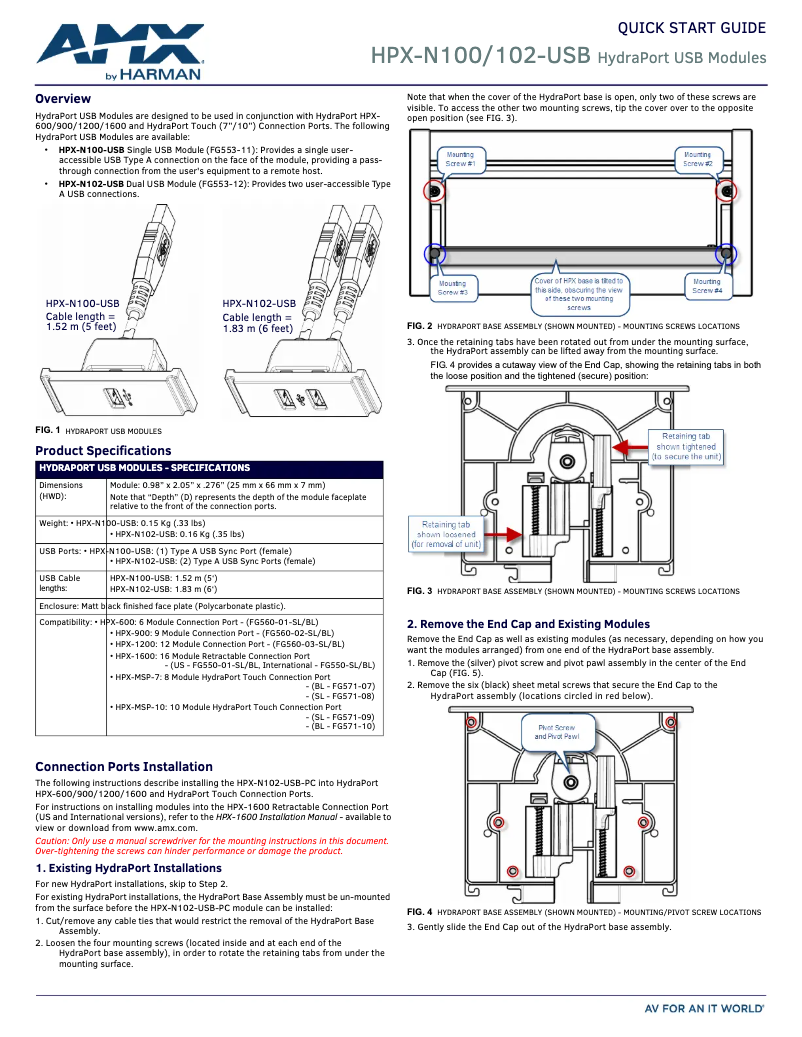 Page 1 de la notice Manuel utilisateur AMX HPX-N102-USB