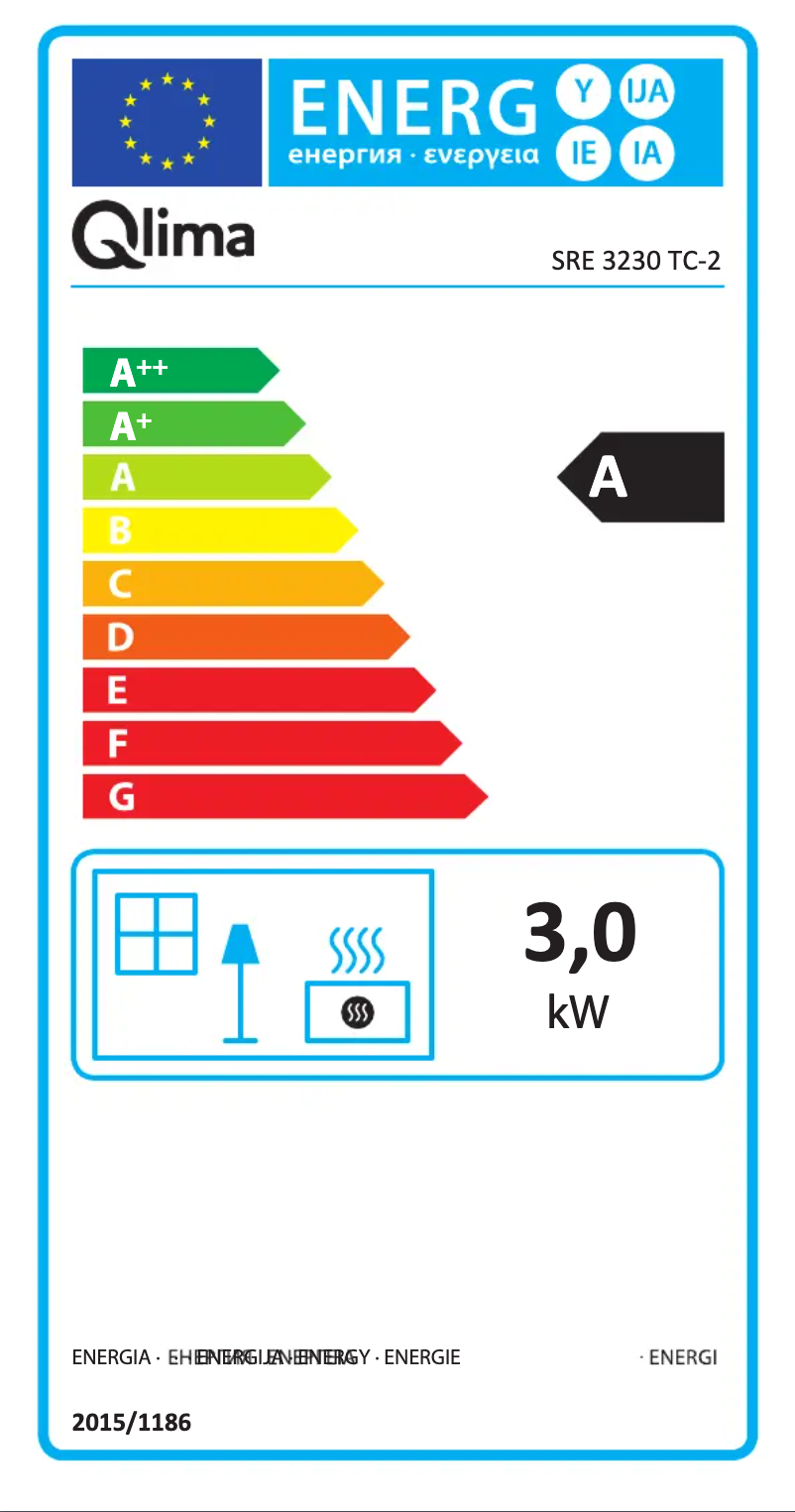 Page 1 de la notice Label énergétique Qlima SRE3230TC-2