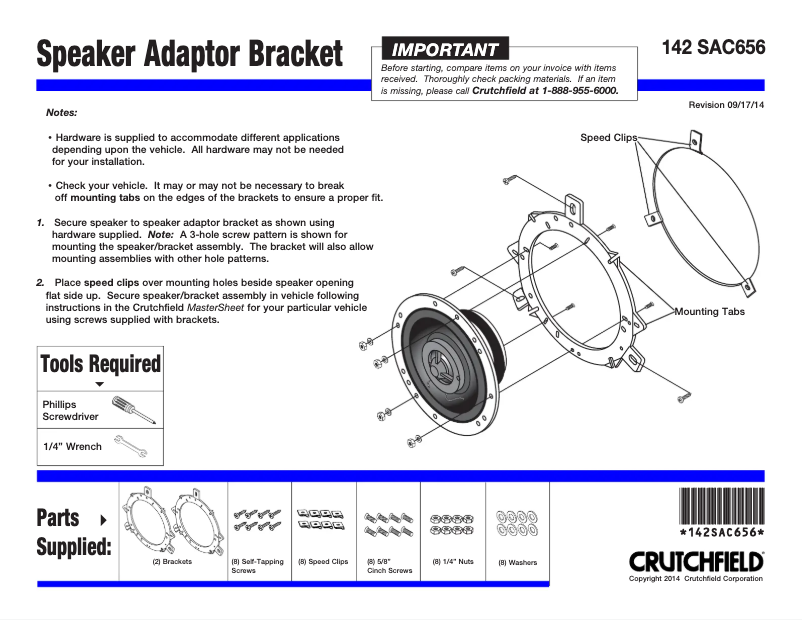 Page 1 de la notice Manuel utilisateur Scosche SAC656