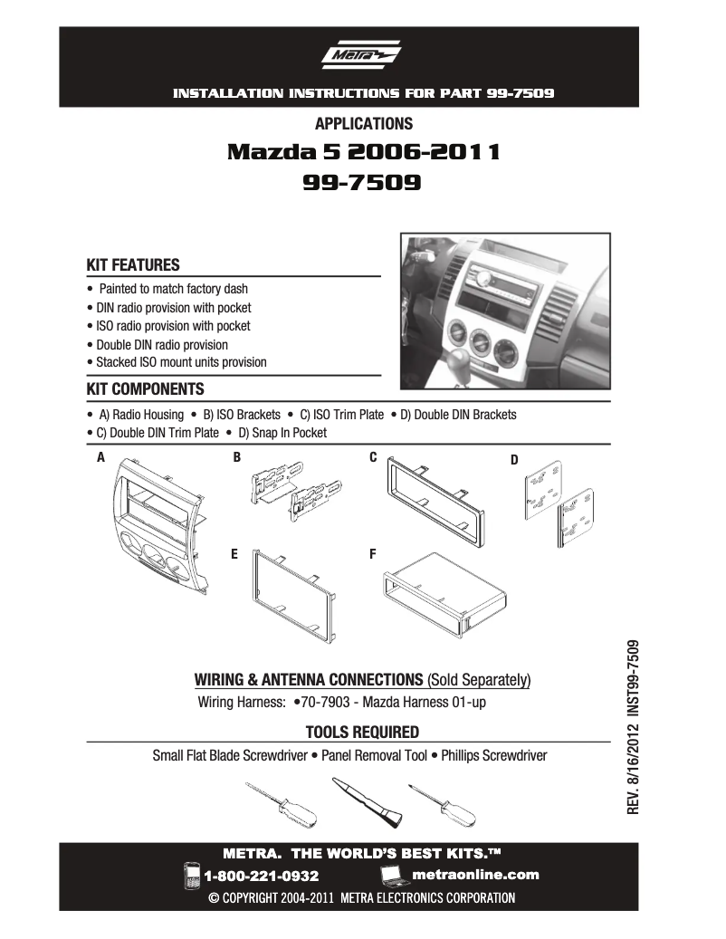 Page n°1 - Manuel utilisateur Metra 99-7509