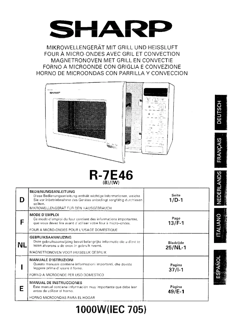 Page 1 de la notice Manuel utilisateur Sharp R-7E46