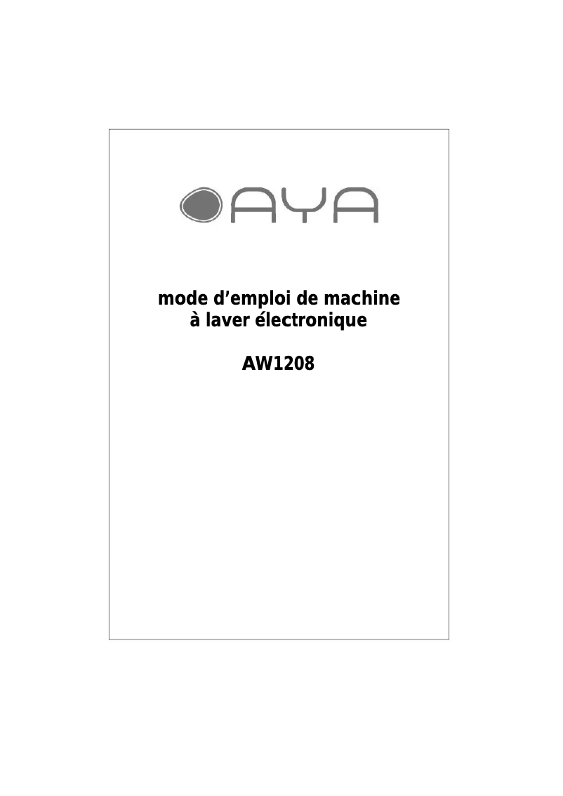 Page n°1 - Manuel utilisateur AYA AW1208