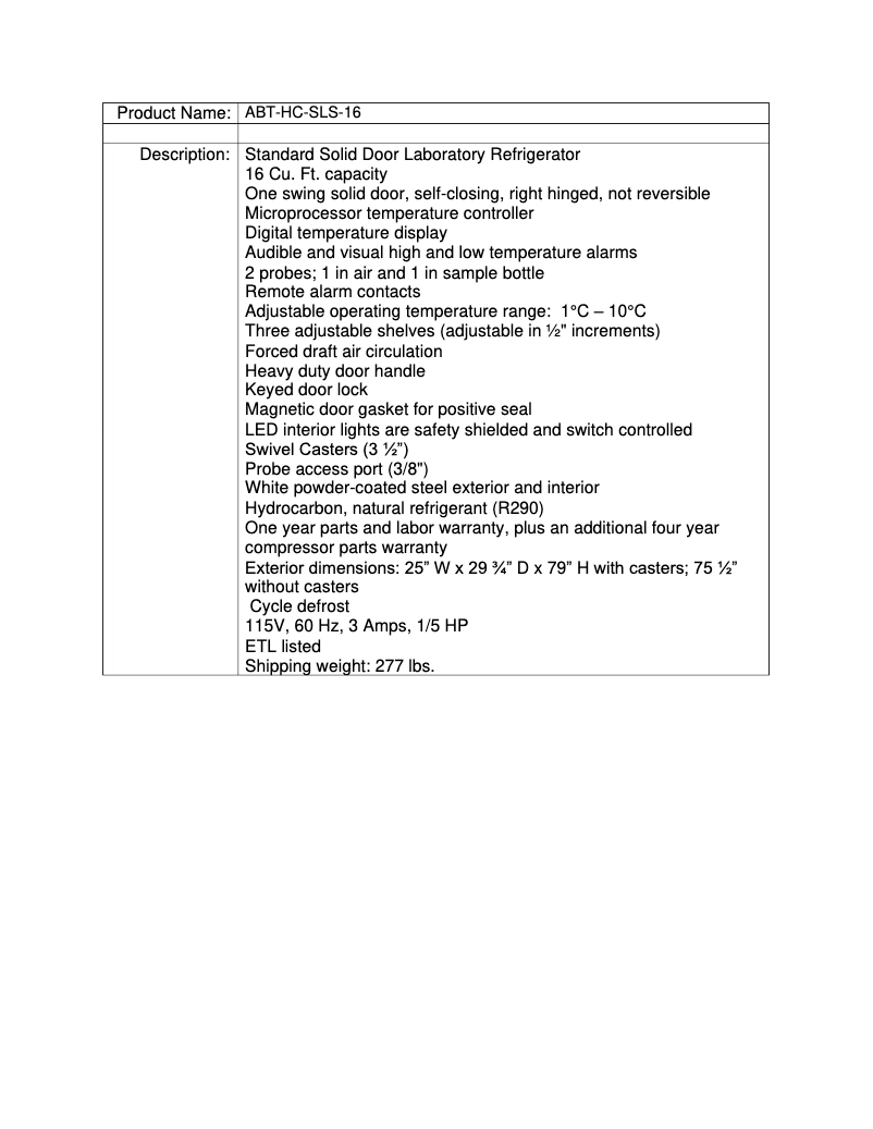 Page 1 de la notice Manuel utilisateur American BioTech Supply ABT-SLS-16