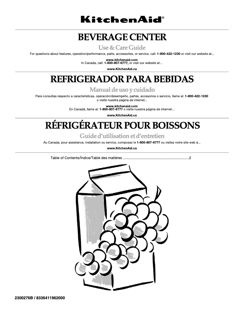 Page n°1 - Manuel utilisateur KitchenAid Architect Series II KBCS24RSBS