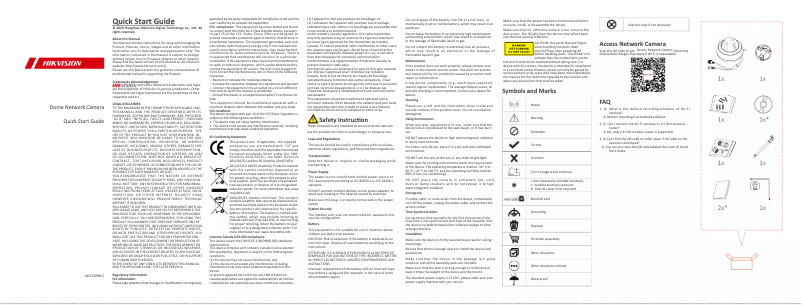 Page 1 de la notice Guide de démarrage rapide Hikvision DS-2CD2141G1-IDW