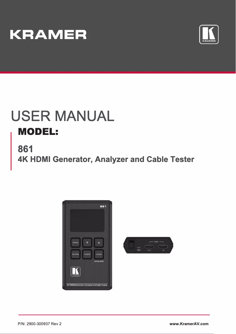 Page n°1 - Manuel utilisateur Kramer 861
