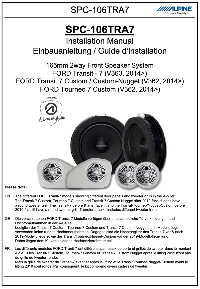 Image de la première page du manuel de l'appareil SPC-106TRA7