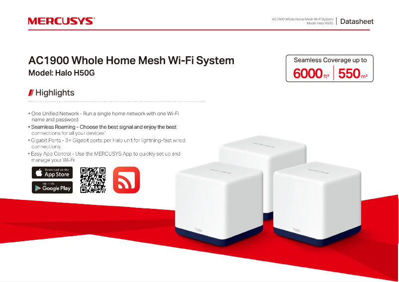 Page n°1 - Fiche technique Mercusys Halo H50G