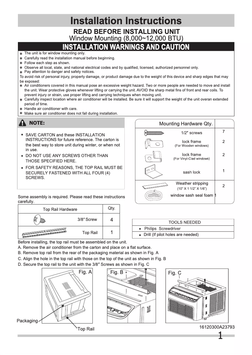 Page 1 de la notice Guide d'installation Frigidaire GHWQ083WC1