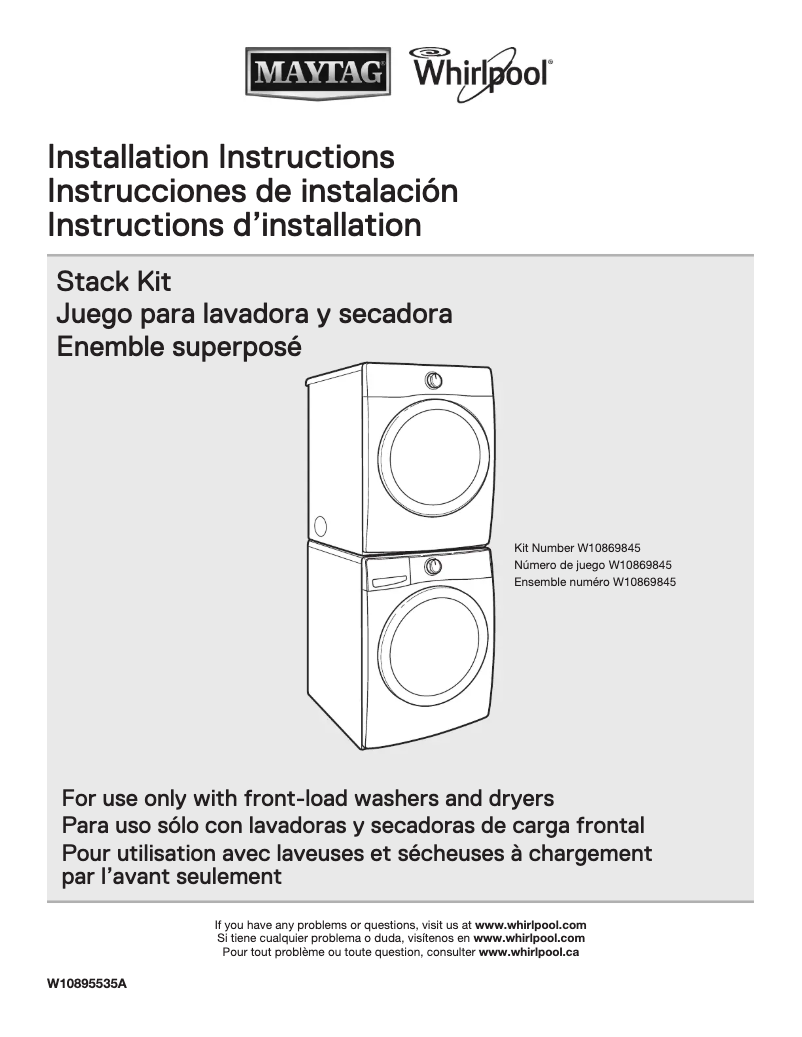 Page n°1 - Manuel utilisateur Maytag W10869845