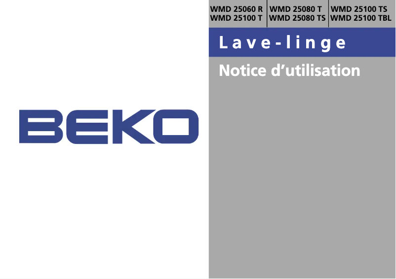 Page 1 de la notice Manuel utilisateur Beko WMD 25080 T