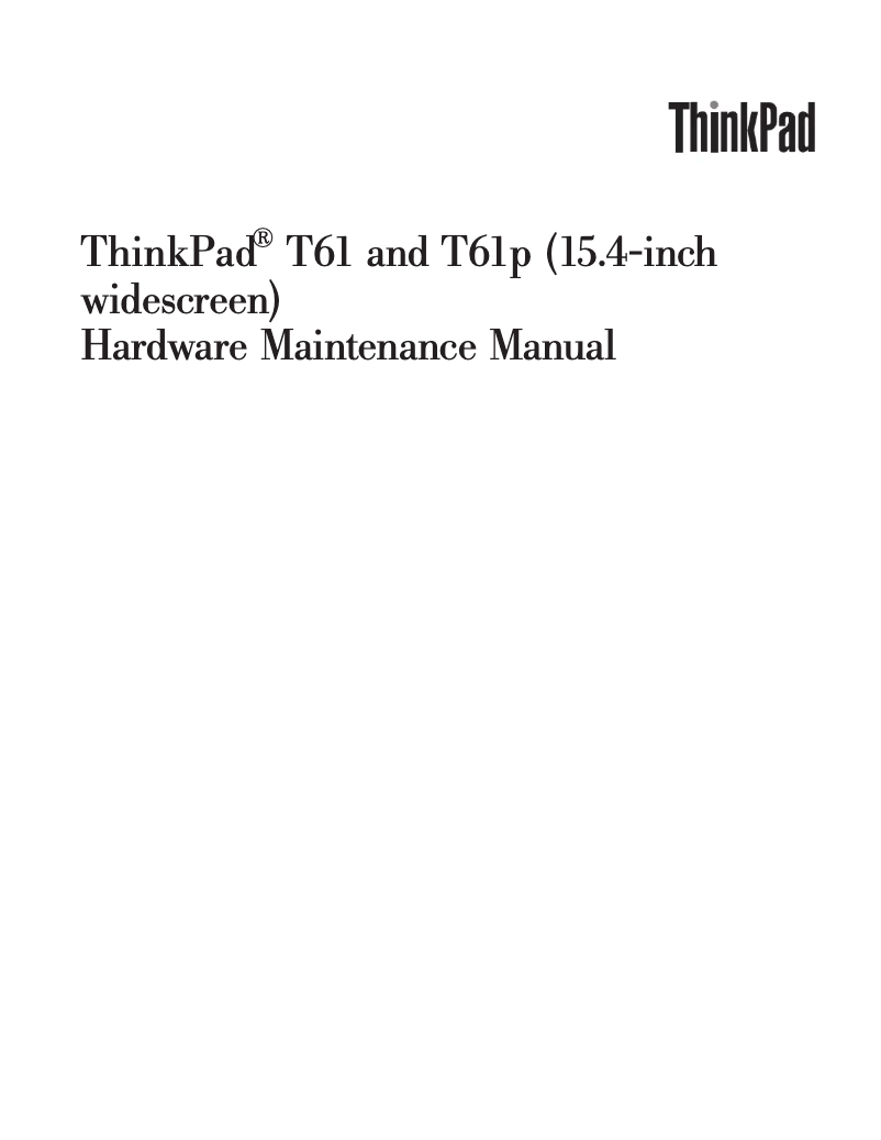 Page 1 de la notice Manuel utilisateur Lenovo ThinkPad T61p