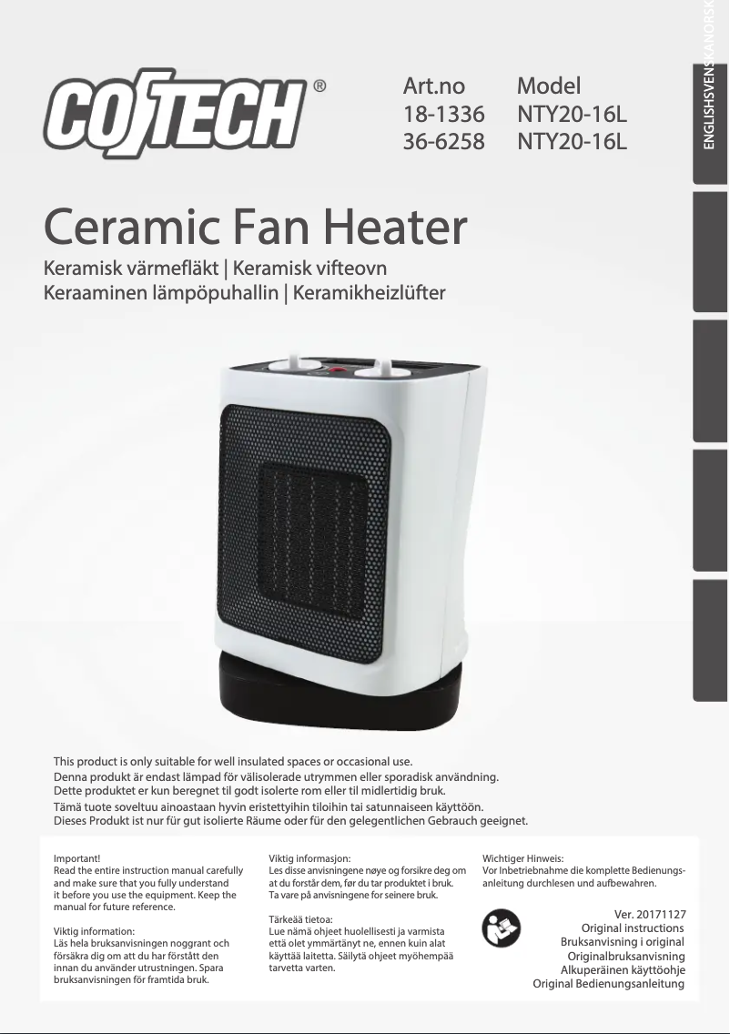 Page n°1 - Manuel utilisateur Cotech NTY20-16L