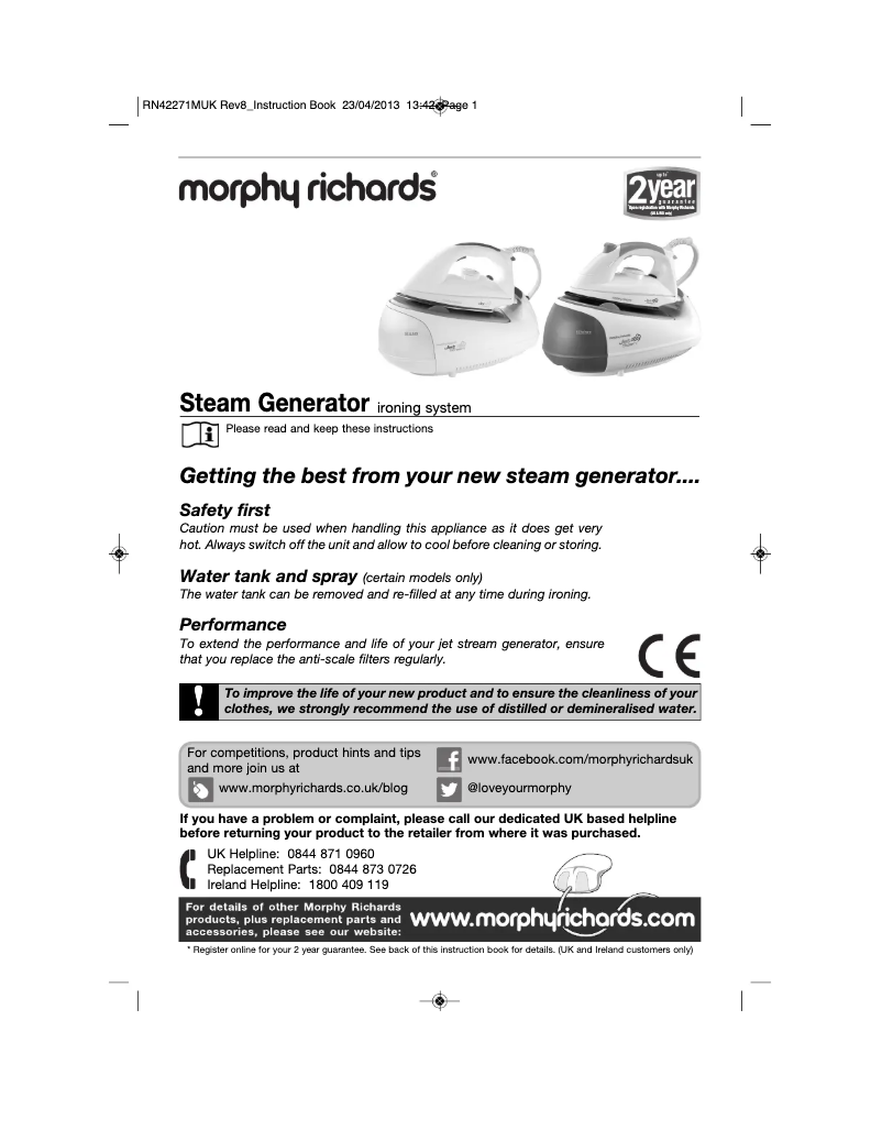 Page 1 de la notice Manuel utilisateur Morphy Richards Jet Stream 42293