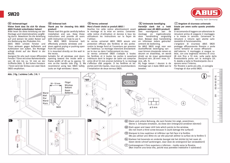 Page n°1 - Instructions / montage Abus SW20