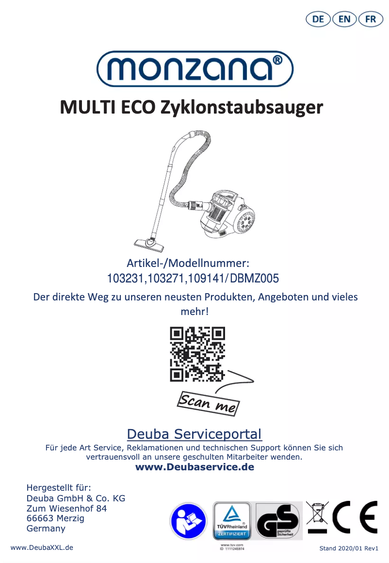 Image de la première page du manuel de l'appareil DBMZ005