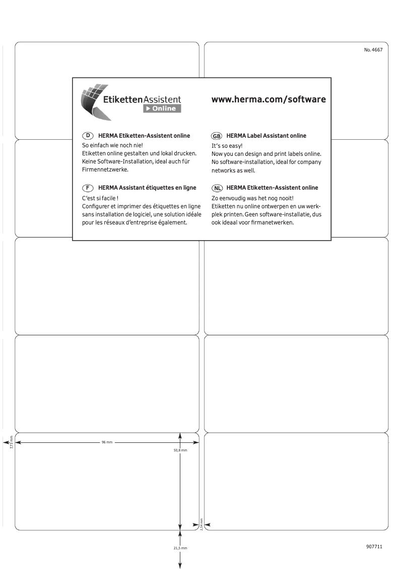 Page 1 de la notice Manuel utilisateur Herma 4667