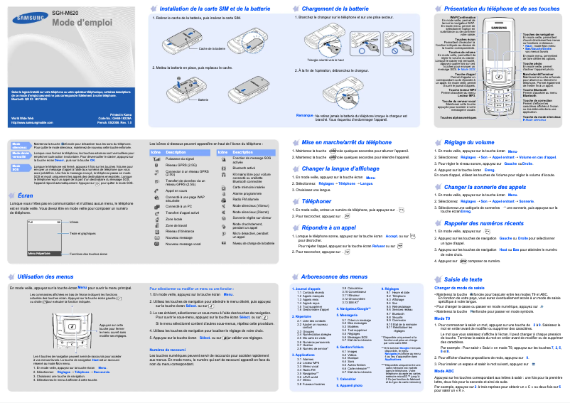 Page n°1 - Manuel utilisateur Samsung SGH-M620